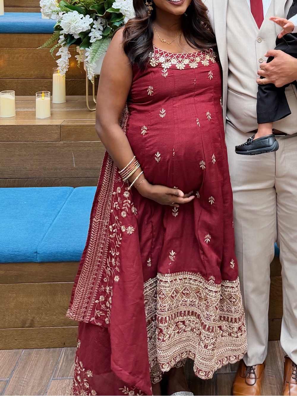 Burgundy Embellished Indian Dress
